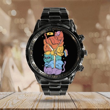 Discover Lgbtq cats cartoon Calendar Steel Band Watch