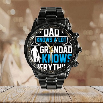 Discover Dad Knows A Lot Grandad Knows Everything Calendar Steel Band Watch