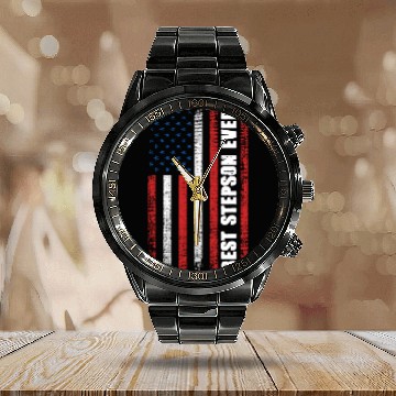 Discover Best Step Son Ever 4th of July Independence Day US Calendar Steel Band Watch