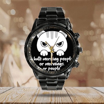 Discover I hate morning people... Morning Grumpy Cat Calendar Steel Band Watch