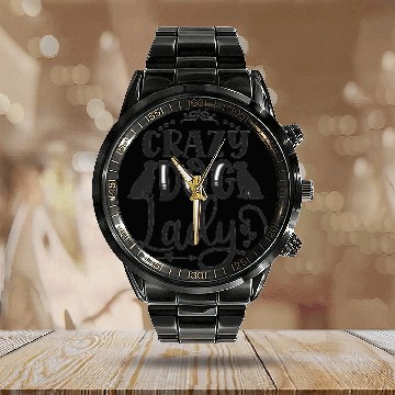 Discover Crazy Dog Lady Calendar Steel Band Watch