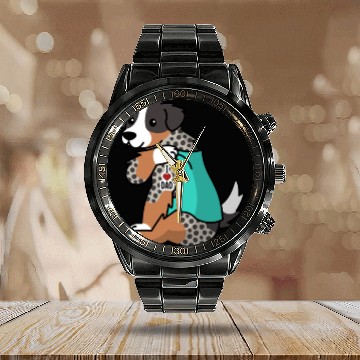 Discover I Love Dad Australian Shepherd Calendar Steel Band Watch
