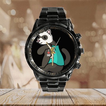 Discover I Love Dad Ferret Calendar Steel Band Watch