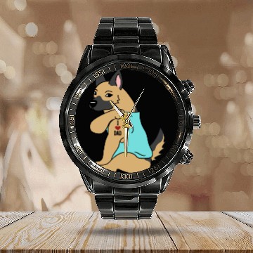 Discover I Love Dad German Shepherd Calendar Steel Band Watch