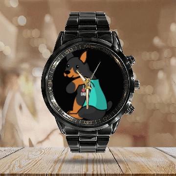 Discover I Love Dad Doberman Calendar Steel Band Watch