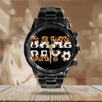 Discover Leopard Soccer Game Day Sports Lover Calendar Steel Band Watch