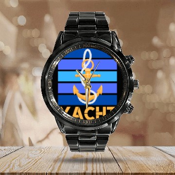 Discover YACHT ANCHOR ORANGE AND BLUE OCEAN SEA CAPTAIN Calendar Steel Band Watch