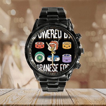 Discover Powered By Japanese Food Sushi Lover Japan Calendar Steel Band Watch