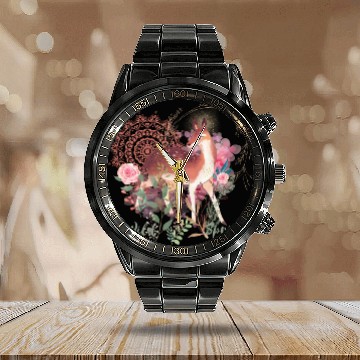 Discover Sweet Deer In Wild Spring - 11 Calendar Steel Band Watch