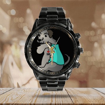 Discover I Love Dad Irish Wolfhound Calendar Steel Band Watch