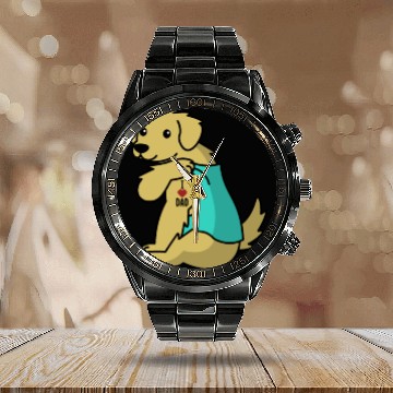 Discover I Love Dad Golden Retriever Calendar Steel Band Watch
