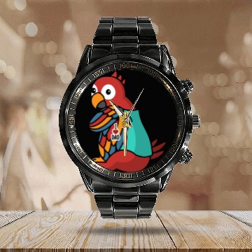 Discover I Love Dad Parrot Bird Calendar Steel Band Watch