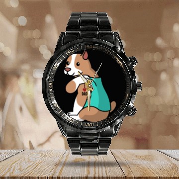 Discover I Love Dad Pit Bull Calendar Steel Band Watch
