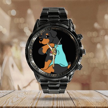 Discover I Love Dad Rottweiler Calendar Steel Band Watch