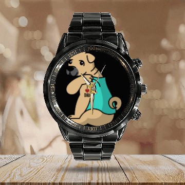 Discover I Love Dad Shar Pei Calendar Steel Band Watch