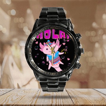 Discover Hola Cute Axolotl - 2 Calendar Steel Band Watch