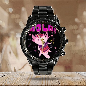 Discover Hola Cute Axolotl - 4 Calendar Steel Band Watch