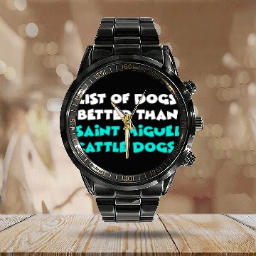 Discover Saint Miguel Cattle Dog Calendar Steel Band Watch