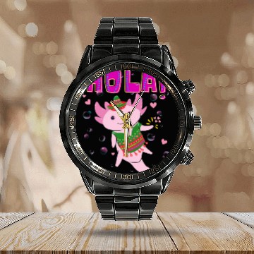 Discover Hola Cute Axolotl - 6 Calendar Steel Band Watch