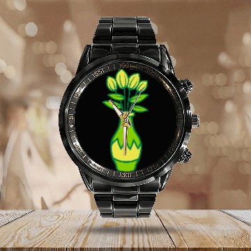 Discover Beautiful tulips flower vase Calendar Steel Band Watch