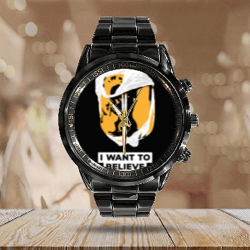 Discover I Want To Believe 001 Skull Calendar Steel Band Watch