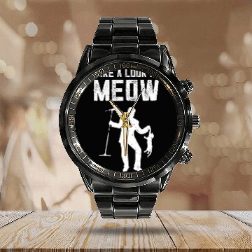 Discover Funny Music Song Kitties Tomcat Cats Calendar Steel Band Watch