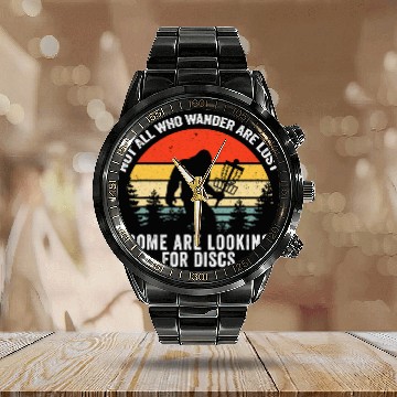Discover Not All Who Wander Are Lost Disc Golf Bigfoot Calendar Steel Band Watch