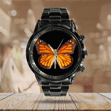 Discover Monarch Butterfly Lover Calendar Steel Band Watch Plant Milkweed