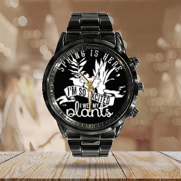 Discover Fun Novelty Spring Gardening plants seeds dirt Calendar Steel Band Watch
