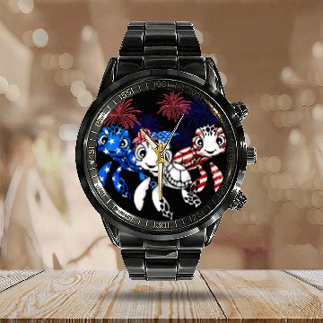 Discover Gift for turtle lover fourth of july 4th of july Calendar Steel Band Watch
