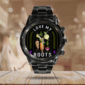 Discover Roots Vegetable Calendar Steel Band Watch, Love My Roots Calendar Steel Band Watch,