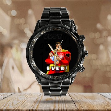 Discover Best Dad Ever SuperDad Calendar Steel Band Watch