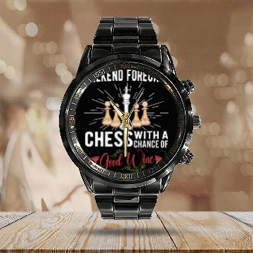 Discover CHESS PLAYER CHESSBOARD CHESS GAME BOARD GAME GIFT Calendar Steel Band Watch