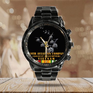 Discover Army 119th Aviation Company Assault Helicopter w V Calendar Steel Band Watch