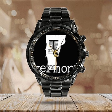 Discover State of Vermont Disc Golf Golfer Golfing Basket Calendar Steel Band Watch