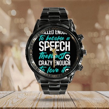 Discover Speech Therapy SLP Speech Language Pathologist Calendar Steel Band Watch