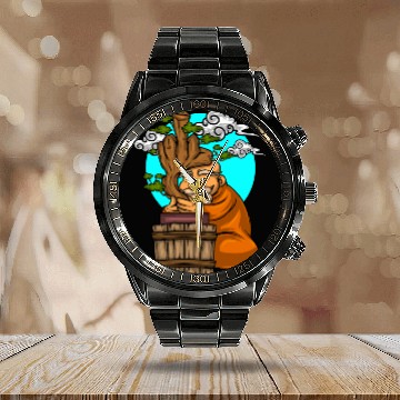 Discover Miniature Trees Bonsai Middle Finger Calendar Steel Band Watch