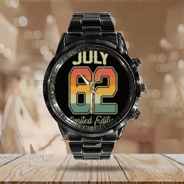 Discover Vintage 60th Birthday July 1962 Sports Gift Calendar Steel Band Watch