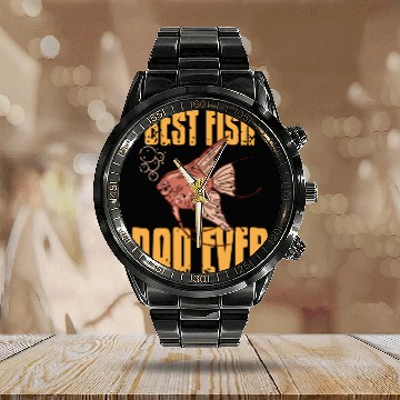 Discover Best Fish Dad ever Calendar Steel Band Watch