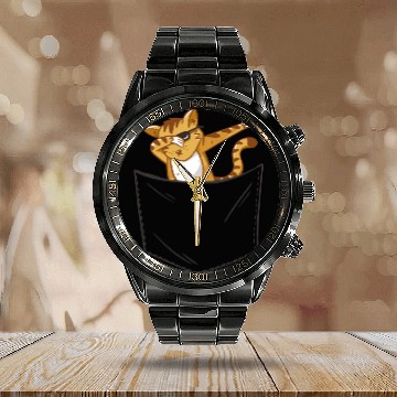 Discover Pocket Cat Calendar Steel Band Watch