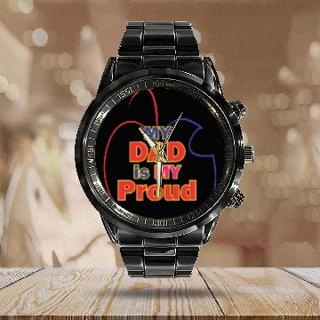 Discover i love dad | best design | new best design | popul Calendar Steel Band Watch