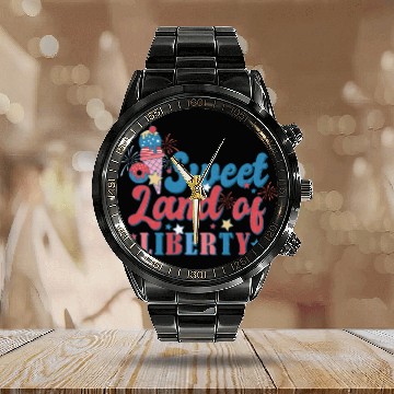 Discover Sweet Land Of Liberty Calendar Steel Band Watch