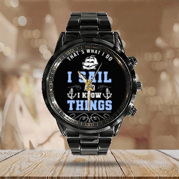 Discover Sailing Ship Boat Waves Calendar Steel Band Watch