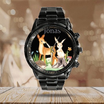 Discover Forest Animal Forest Animal Deer Rabbit Hedgehog Calendar Steel Band Watch