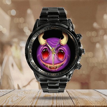 Discover Realistic Emojis Devil Calendar Steel Band Watch