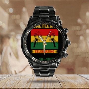 Discover Juneteenth Black History Day Pride Gift Calendar Steel Band Watch