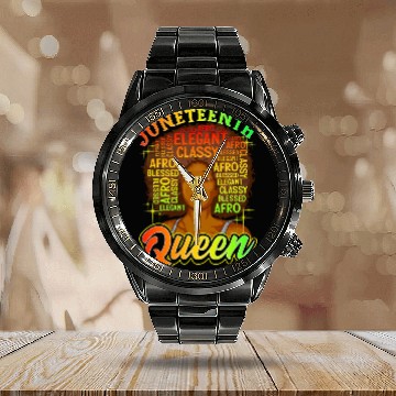 Discover Juneteenth Black History Day Pride Gift Calendar Steel Band Watch