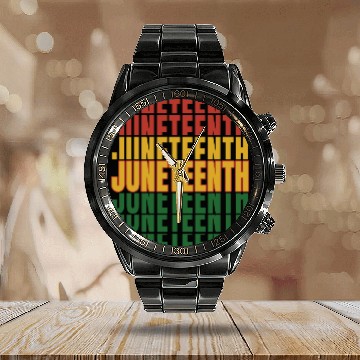 Discover Juneteenth Black History Day Pride Gift Calendar Steel Band Watch