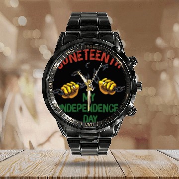 Discover Juneteenth Black History Day Pride Gift Calendar Steel Band Watch