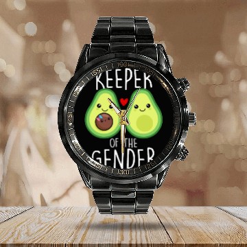 Discover Avocado Keeper of the Gender Illustration Calendar Steel Band Watch